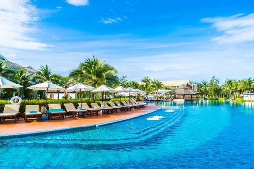 Beautiful resort pool on a tropical island